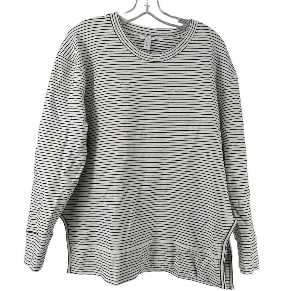Daily Ritual Pullover Knit Top Womens Size XL Black White Striped Cotton Casual